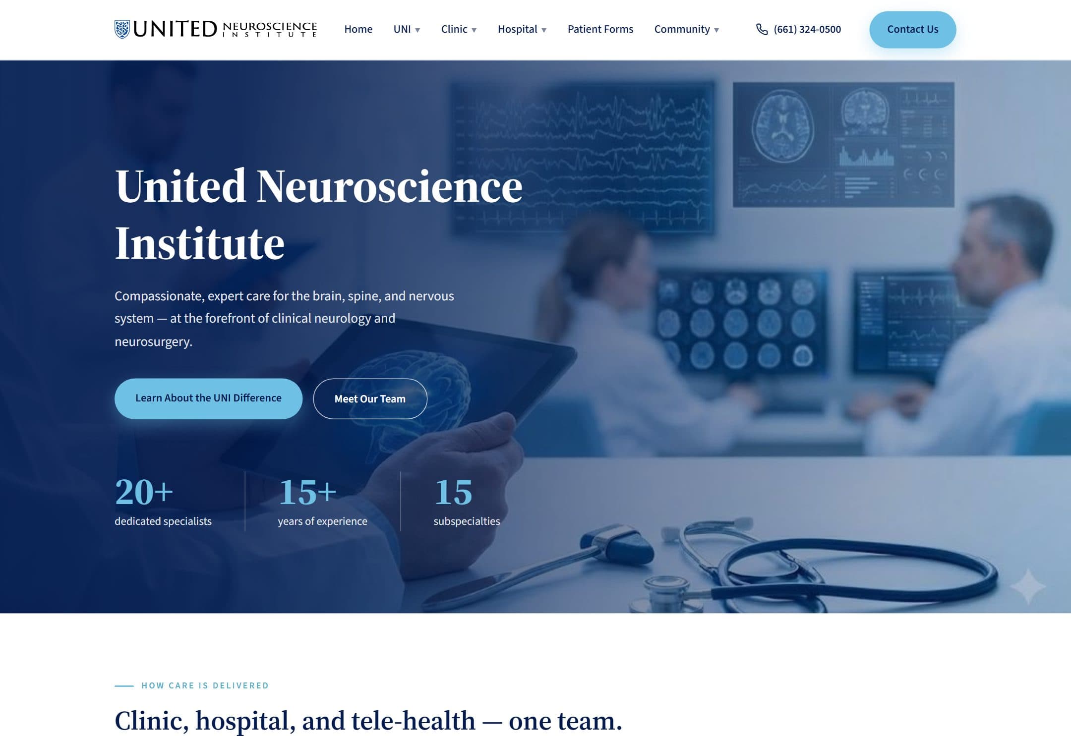 The United Neuroscience Institute website